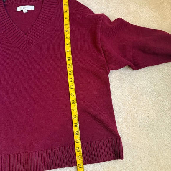 LOFT Deep Burgundy V-Neck Sweater NWOT - Picture 10 of 12
